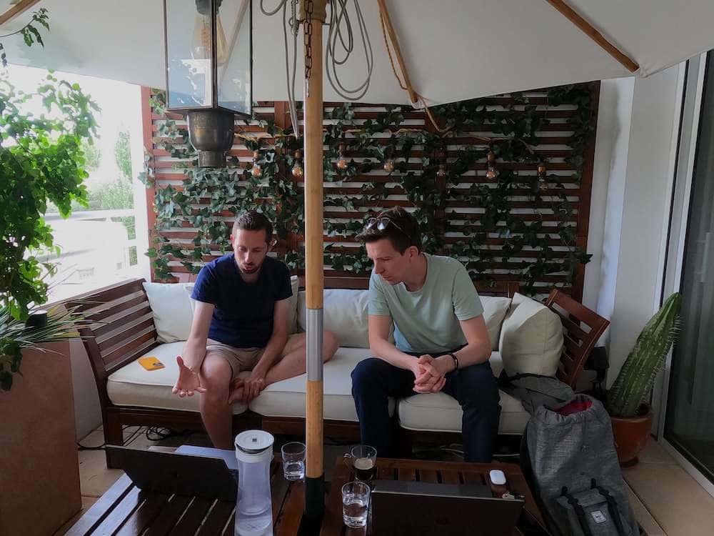 Brainstorming session (left, Matthieu; right, Camille)