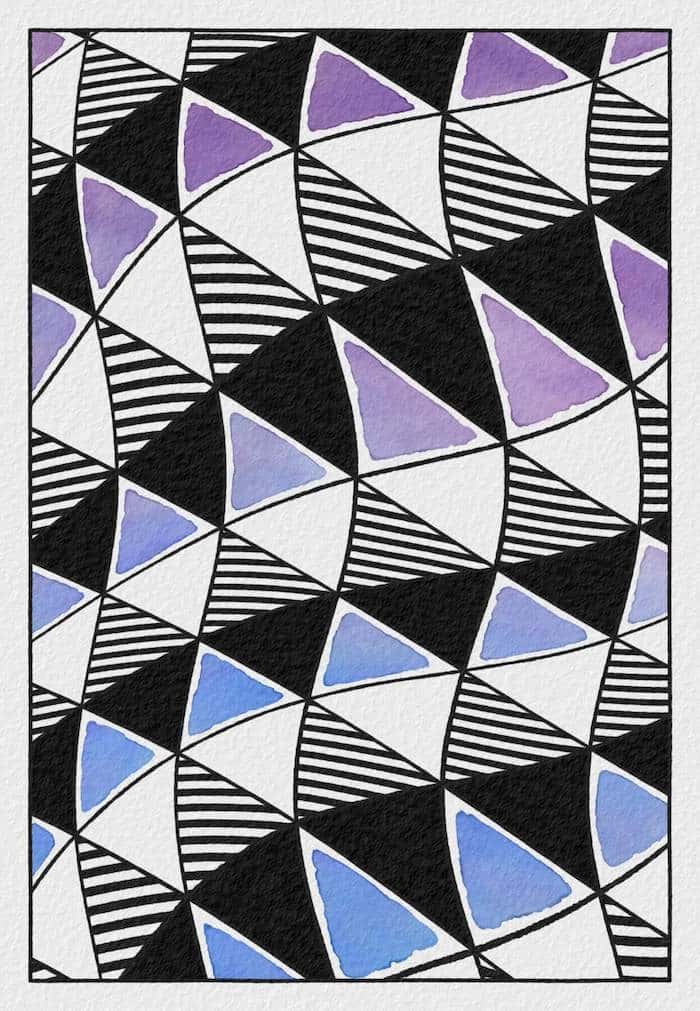 First attempt at domain warping of a triangular grid using watercolor